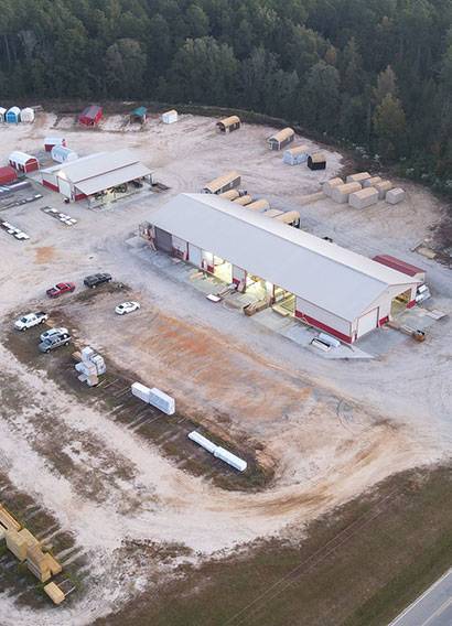 Aerial view of peed dee portables shed lot
